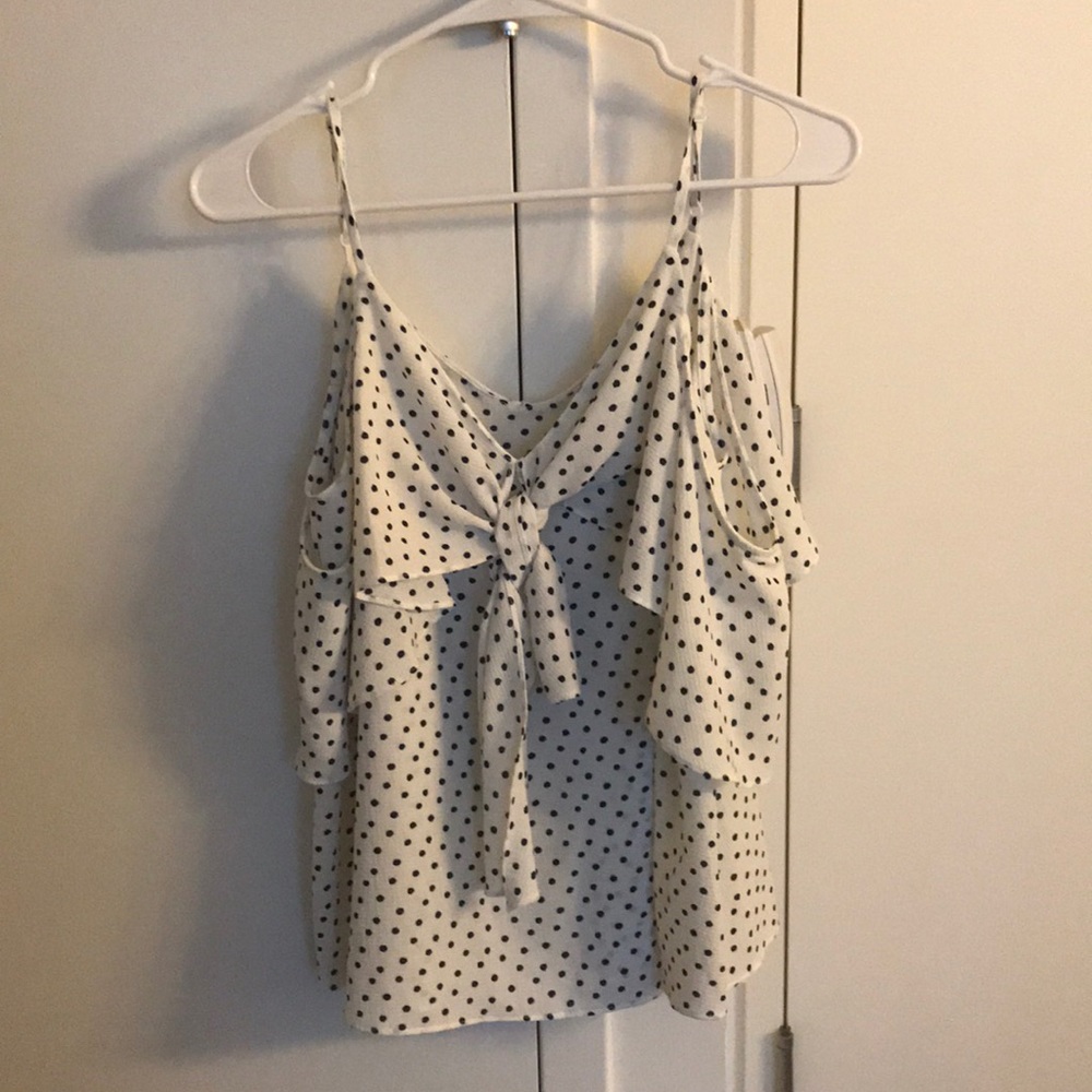 NWT off the shoulder polka dot shirt